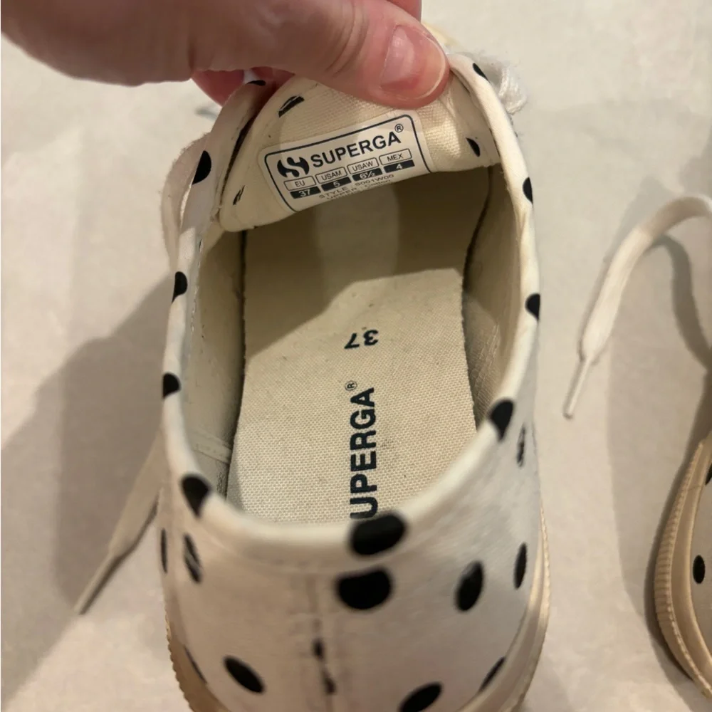 Superga 2750 Black  and White Polka Dot Sneakers Size 6.5